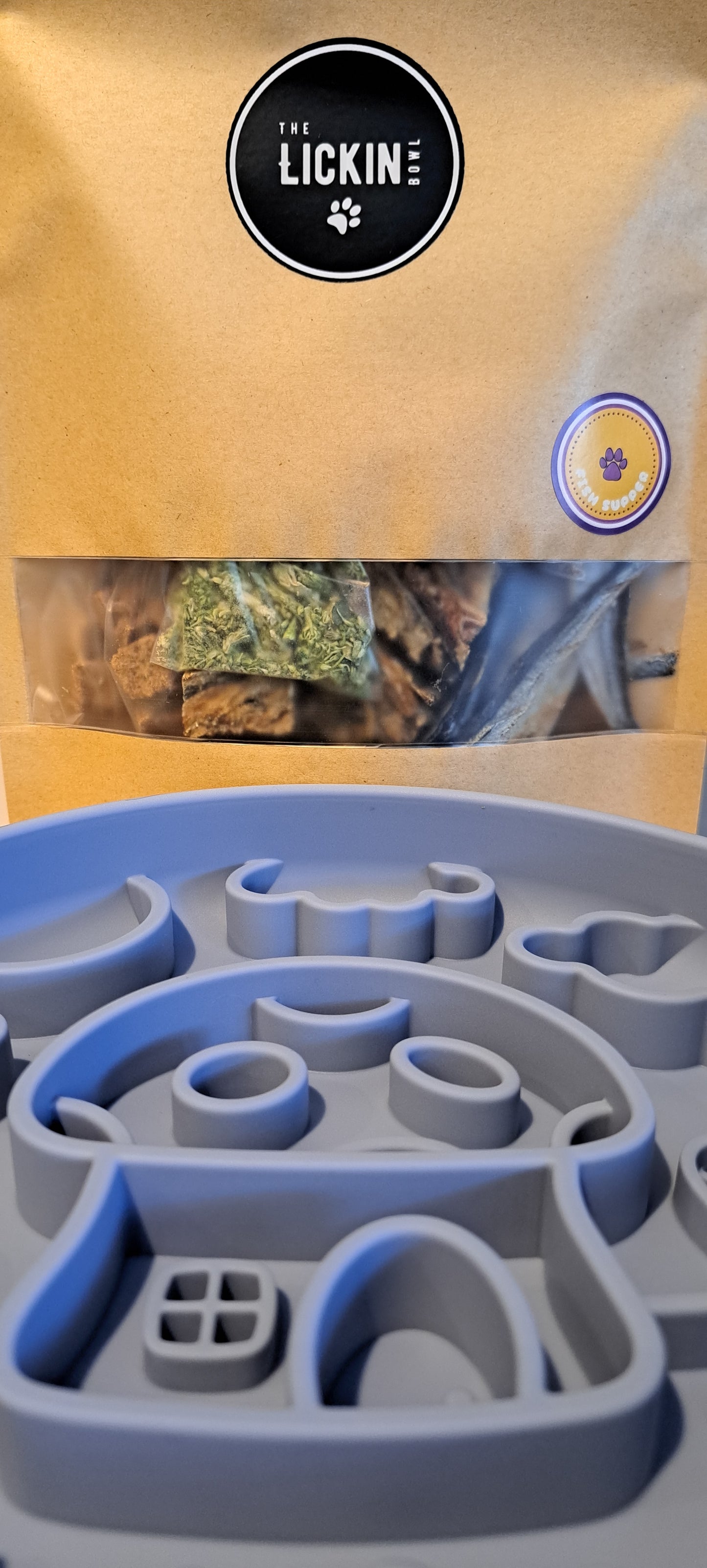 Slow Feeder Bowl - Mushroom House Dusty Blue