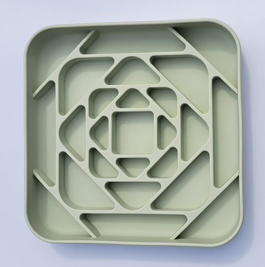 Slow Feeder Bowl - Geometric Willow Tree Green
