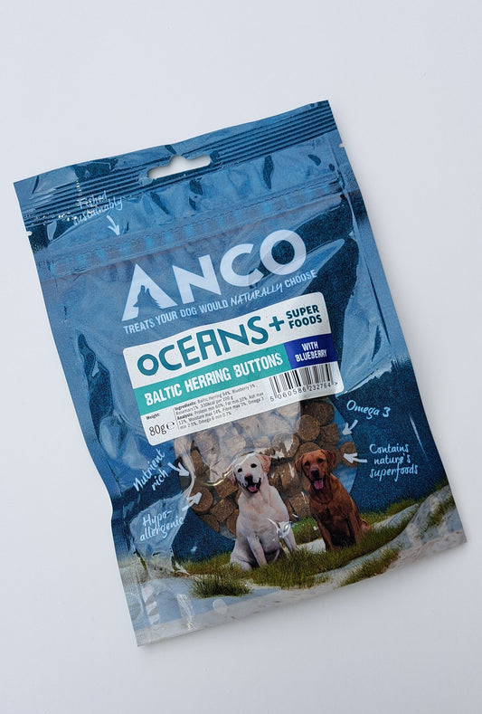 Anco Oceans+ Baltic Herring Buttons with Blueberry 80g