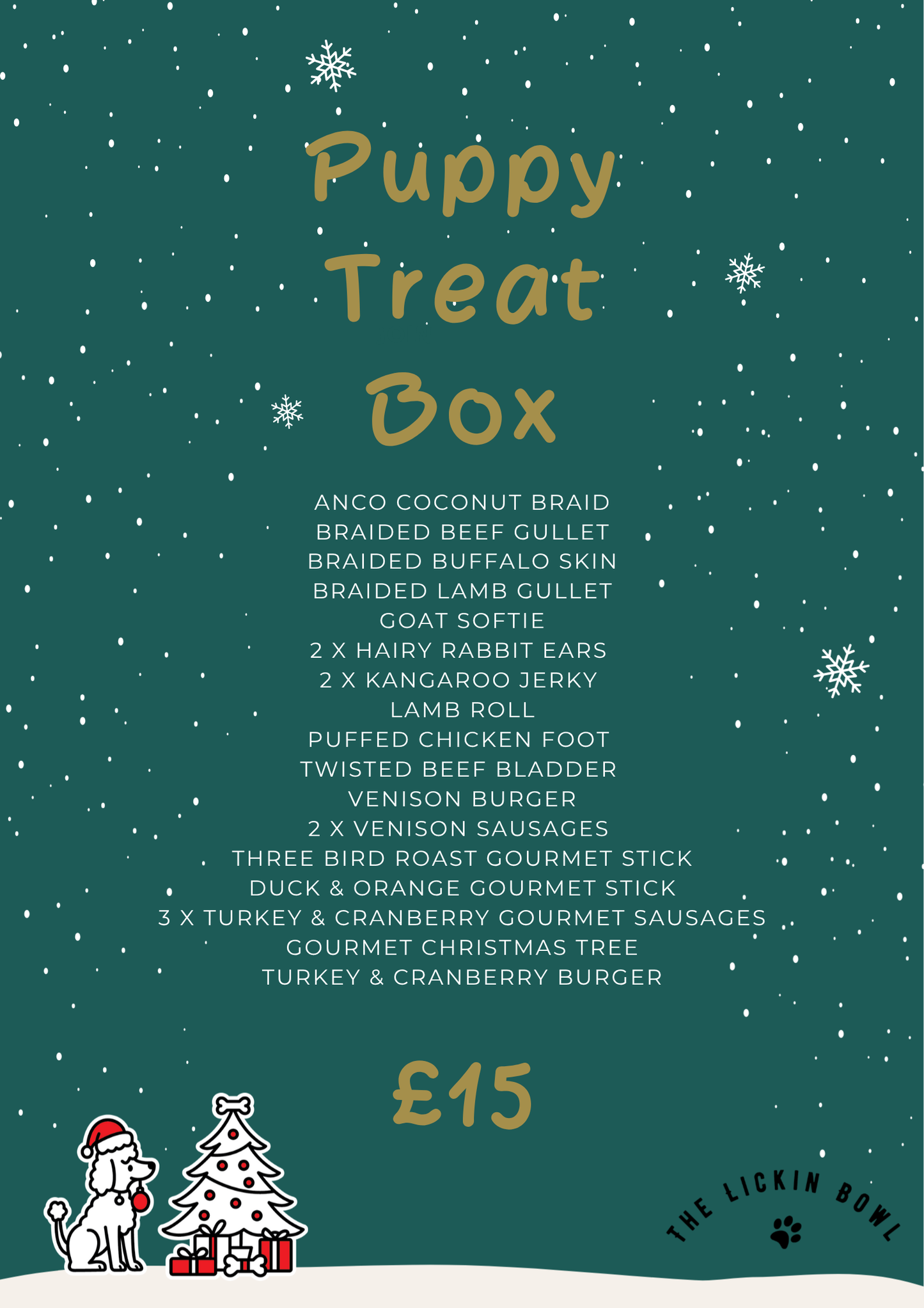 Christmas - Puppy Treat Box (Contains Chicken) Pre Order